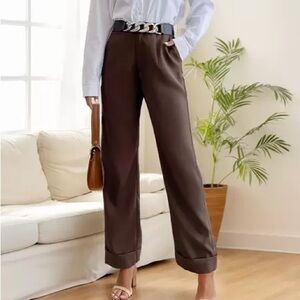 Solid Medium Rise Button Fly Pants